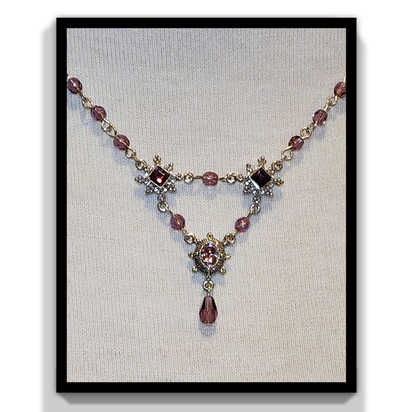 Silver Pearl-Drop Rhinestone Necklace - Picture 5 of 14